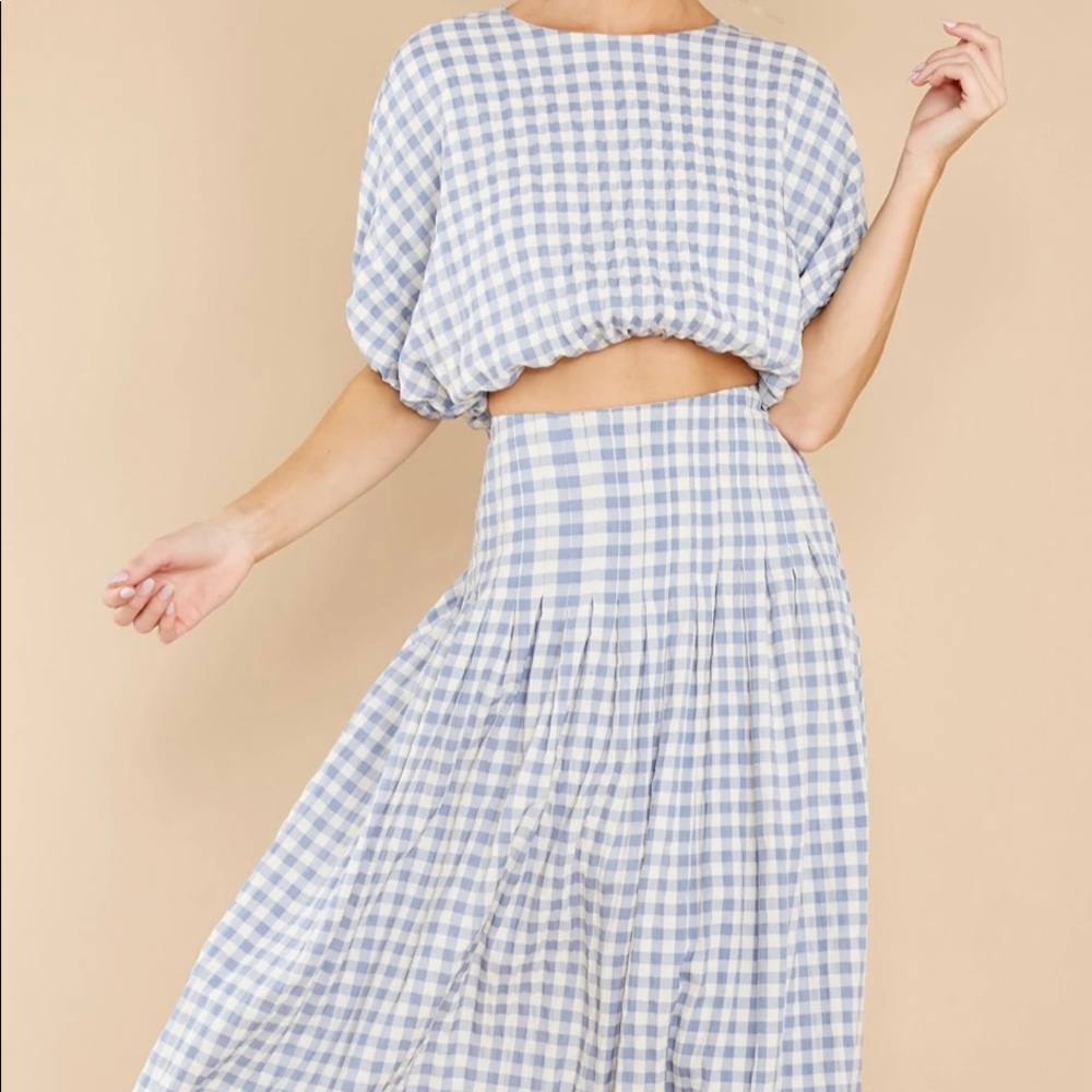 Blue and white gingham set (top and skirt)